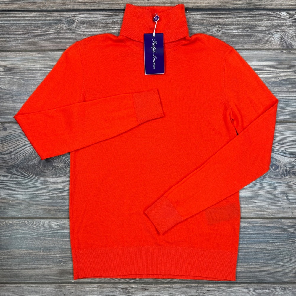 Ralph Lauren Purple Label Women Turtleneck Sweater SMALL Orange Cashmere NWT